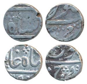 Broach Mint, Silver ½ Rupee (2), in the name of Shah Alam II. Fine to Very Fine. (2)