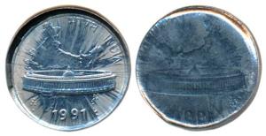 Stainless Steel 50 Paise, Error, Brockage, nice complete lakhi impression on rev., the map