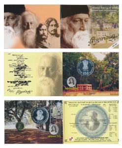 2011 Uncirculated Set, 150th Birth Anniversary of Rabindranath Tagore, set of 2, Rupees 5 