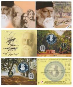 2011 Proof Set, 150th Birth Anniversary of Rabindranath Tagore, set of 2, Rupees 5 and 150
