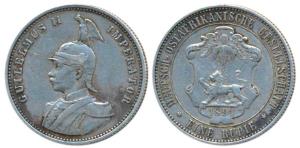 German East Africa, Wilhelm II, Silver Rupien / Rupee, 11.59g, 1891. Very Fine+.