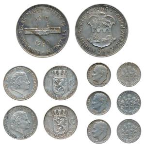 Netherlands, Queen Juliana, Silver 1 Gulden (2), 6.5g, 1955, 1956 (KM 184A); South Africa,