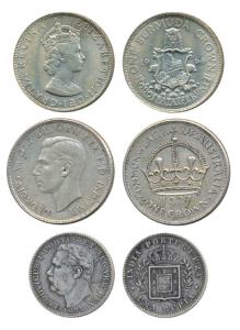 Assorted lot, Silver Crown (2), Australia, 1937; Bermuda 1964; Portuguese India, 1881, Uma