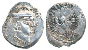 Western Kshatrapas, Kardamaka Family, Chashtana son of Ghsamotika, as Mahakshatrapa, Silve