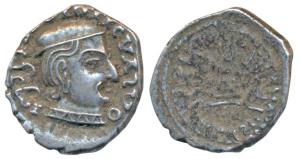 Western Kshatrapas, Kardamaka Family, Damsena, son of Rudrasimha I, as Kshatrapa, SE 158, 