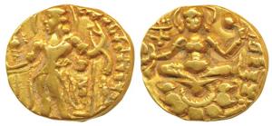 Guptas, Chandragupta II (c. 380-413 AD), Gold Dinar, 7.78g, Archer type, obv. king nimbate