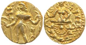 Guptas, Skandagupta (c.455-480 AD), Gold Heavy Dinar, 9.11g, ’Archer’ type, obv. king nimb
