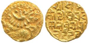 Kadambas of Goa, Ramachandra Deva (c. 1270-1311 AD), Gold Pagoda, 4.39g, obv. lion walking