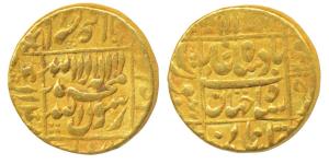 Shah Jahan, Gold Mohur, 10.74g, Surat Mint, AH 1048/12, legend within square area, complet