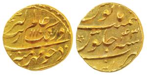Aurangzeb, Gold Mohur, 10.98g, Burhanpur Mint, AH 1110/43 (KM 315.16). Extremely Fine.