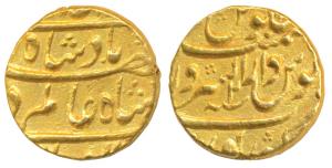 Shah Alam Bahadur, Gold Mohur, 10.92g, Dar ul-Sarur Burhanpur Mint, RY 2, (KM.356.3). Extr