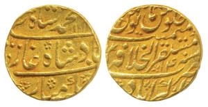 Muhammad Shah, Gold Mohur, 10.82g, Mustaqir al-Khilafat Akbarabad Mint, AH 114X/14 (KM.438