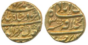 Alamgir II, Gold Mohur, 10.88g, Dar-ul-Khilafat Shahjahanabad Mint, with the title Abu Al 