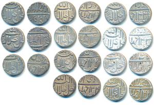 Akbar, Silver Rupee (11), Ahmedabad Mint, Ilahi type, Ten different months Farwardin (2), 