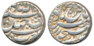 Akbar, Silver Rupee, 11.36g, Allahabad Mint, rebellion issue of Jahangir, mint name at top