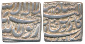 Akbar, Silver Square Rupee, 11.27g, Bangala Mint, AH 1011, Kabe Roshan couplet, Kalima typ