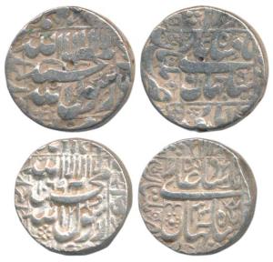 Shah Jahan, Silver Rupee (2), Multan Mint, AH 1042/6 and 1069/33 the last year of the empe