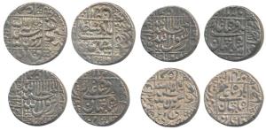 Shah Jahan, Silver Rupee (4), Surat Mint, AH 1044, 1058/21, 1063/27, 1068/xx, legend withi