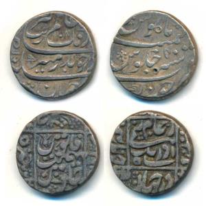 Aurangzeb, Silver Rupee (2), Junagadh Mint, AH 1108/40, legend in three lines; RY 5, legen