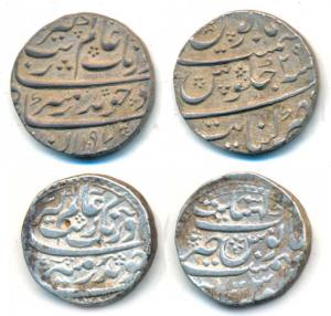 Aurangzeb, Silver Rupee (2), Khambayat Mint, both different, AH 1097/29, complete mint nam