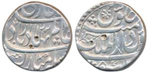 Shah Alam Bahadur, Silver Rupee, 10.89g, Kabul Mint, AH 1123/5?, a beautiful leaf symbol a
