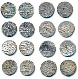 A set of 9 different mints of Shah Alam Bahadur, Silver Rupee (9), Lucknow/Lakhnau Mint, A