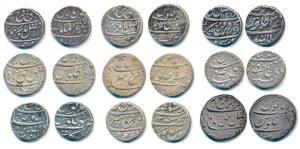 A set of 9 different mints of Farrukhsiyar, Silver Rupee (9), Akbarabad Mint, RY 4 (KM 377