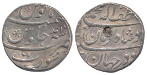 Muhammad Shah, Silver Rupee, 11.39g, Surat Mint, Ba Lutf-alah Badshah -e- Zaman couplet, A