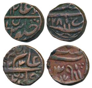 Najibabad Mint, Copper Paisa (2), 17.92 and 10.22g, in the name of Shah Alam II, crescent 