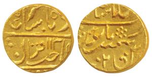 Lashkar Mint, Gold Mohur, 10.78g, in the name of Muhammad Shah, Sahib-i-qiran type, pseudo