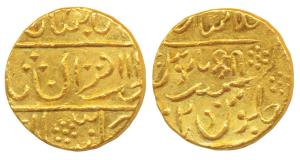 Baija Bai (AH 1243-1249, 1827-1833 AD), Gold Mohur, 10.8g, Lashkar Mint, in the name of Mu
