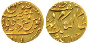 Mir Mahbub Ali Khan, Gold Ashrafi, 11.17g, Farkhanda Bunyad Hyderabad Mint, AH 1314/31 (KM