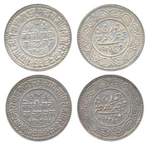 Khengarji III, Silver 2 ½ Kori (2), in the name of George V, VS 1979/1922, 1973/1917 AD. A