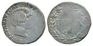 Goa, Pedro V (1853-1861AD), Silver Rupia, 10.88g, 1860 AD, value within sprays on rev. (KM