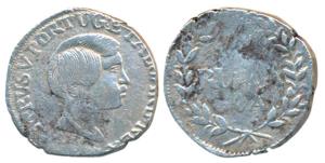 Goa, Pedro V, Silver Rupia, 10.83g, 186X AD, value within sprays on rev. (KM 279). About V