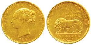 Victoria Queen, Gold Mohur, 1841, Continuous legend, without initial on truncation (Prid 1