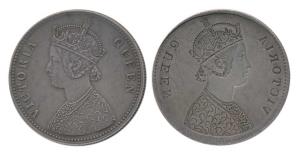 Victoria Queen, Silver Rupee, Error, Brockage, nice deep and complete lakhi impression on 