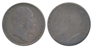 Edward VII, Silver Rupee, Error, Brockage, nice deep and complete lakhi impression on rev.