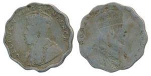 George V, Copper-Nickel 1 Anna, obverse brockage, nice deep and complete lakhi impression 