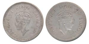 George VI, Silver Rupee, Error, Brockage, nice deep and complete lakhi impression on rev. 