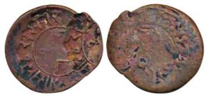 Junagadh, Rasul Muhammad Khan, Copper Dokdo, 4g, Error, double struck on obv. Very Fine.