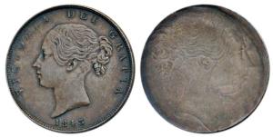 Great Britain, Victoria, Silver ½ Crown, 14.11g, Error, nice deep and complete lakhi impre