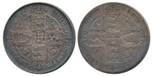 Great Britain, Silver Florin (2 Shillings), 11.32g, Gothic bust, Error, nice deep and comp