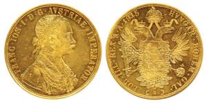 Austria, Franz Joseph I, Gold 4 Ducat, 13.92g, 1915, crowned imperial double eagle on rev.