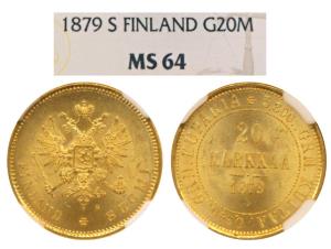 Finland, Nicholas, Gold 20 Markkaa, 6.4516g, obv. crowned imperial double eagle holding or
