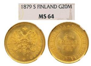Finland, Nicholas, Gold 20 Markkaa, 6.4516g, obv. crowned imperial double eagle holding or