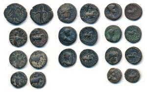 Kushanas, Soter Megas a.k.a. Vima Taktu, Copper ¼ Unit (7), obv. bust of the ruler to righ