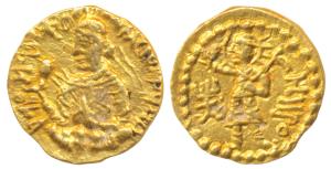 Kushanas, Huvishka (c. 158-195 AD), Gold ¼ Stater, 1.98g, obv. nimbate, diademed and crown