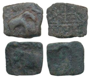 Cheras Kingdom (c. 200 AD), Copper Unit (2), elephant to right on the first and left on th