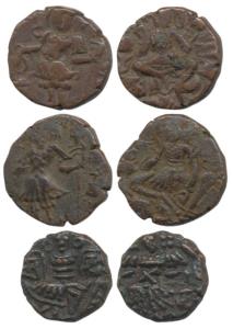 Huns, Kashmir, Toramana (II?) (c. 600-700 AD); Queen Didda (958-1003AD), Copper Drachma (3